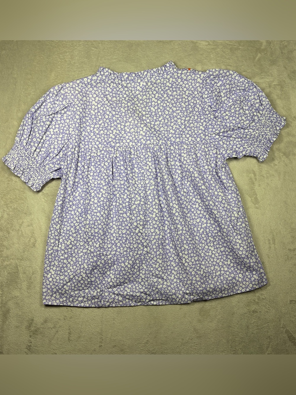 NWT THML Floral Embroidered Purple Orange White Short Puff Sleeve Blouse Small - Picture 8 of 14
